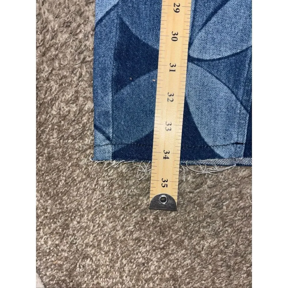 NWT Zara Kids x Sea New York Geometric Print Wide Leg Kids Patchwork Denim Jeans
